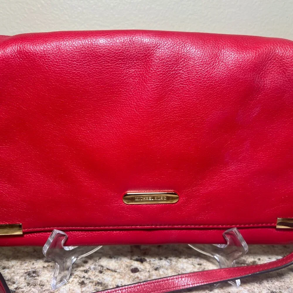 Michael Kors Red Beverly Clutch Shoulder Bag